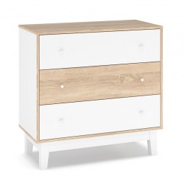 Chest of 3 drawers Awell pakoworld  color sonoma-white 90x44x88.5cm