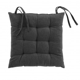 QUILTED CHAIR PAD 40 x 40 CM PLAIN RECYCLED COTTON MISTRAL CHARCOAL GREY 1731181