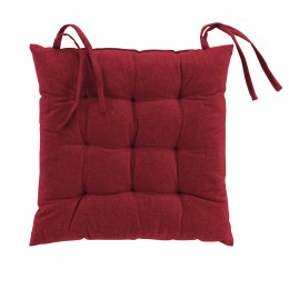 QUILTED CHAIR PAD 40 x 40 CM PLAIN RECYCLED COTTON MISTRAL BURGUNDY 1731183