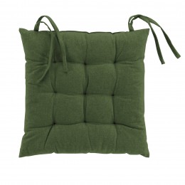 QUILTED CHAIR PAD 40 x 40 CM PLAIN RECYCLED COTTON MISTRAL GREEN 1731184