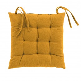 QUILTED CHAIR PAD 40 x 40 CM PLAIN RECYCLED COTTON MISTRAL MUSTARD 1731185
