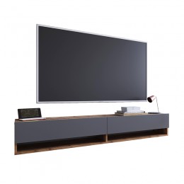 Handra pakoworld wall TV unit with shelf color anthracite-oak 180x31,5x29,5cm