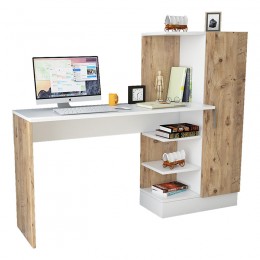 Kary pakoworld desk with shelf unit color white-oak 152,5x40x120cm