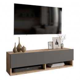 Handra pakoworld wall TV unit with shelf color anthracite-oak 100x31,5x29cm