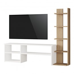 Perla pakoworld living room set in white-natural 120x29.5x41.8cm