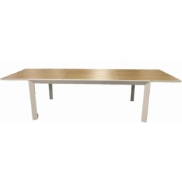 Taupe Aluminum Outdoor Table and teak look top 200x100x75cm 18001/T/2