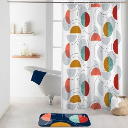 SHOWER CURTAIN WITH HOOKS 180 x 200 CM PRINTED POLYESTER COLOR POP BLUE 1801851