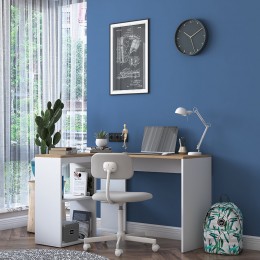Work desk-shelf unit left corner Sidney pakoworld walnut-white 120x50x75cm