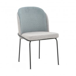 Chair Dore pakoworld grey and light blue teddy fabric-black metal 50x47.5x82cm