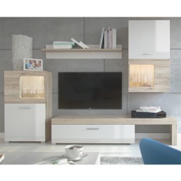 TV unit Annalie pakoworld LED sonoma-white gloss 215x39x180cm