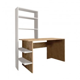 Study desk-bookcase Dropio pakoworld melamine oak-white 120x55x150cm