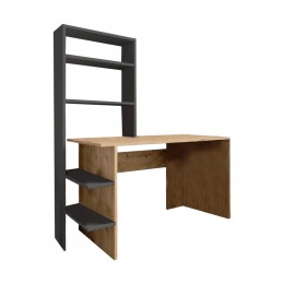 Study desk-bookcase Dropio pakoworld melamine oak-dark grey 120x55x150cm