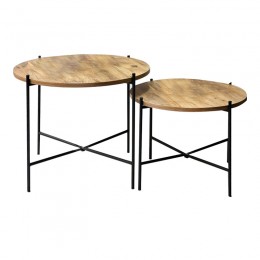 Coffee table Forfu pakoworld set 2 pieces oak-black