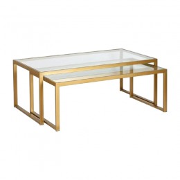 Coffee table Redro pakoworld gold metal-glass 100x40x45cm