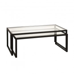 Coffee table Redro pakoworld black metal-glass 100x40x45cm