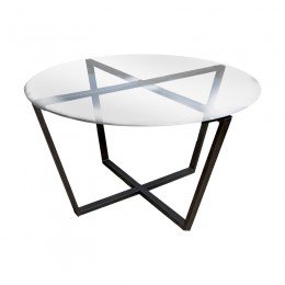 Coffee table Quendy pakoworld black metal-glass D90x45cm