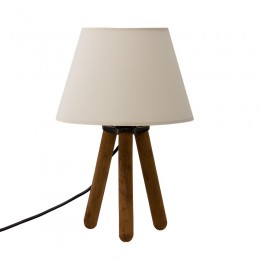 Table lamp PWL-1072 pakoworld Ε27 ecru-walnut D22.5x32cm