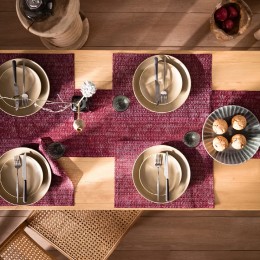 Placemats Set with Runner 30x45cm & 30x150cm Indila Cherry 137/02