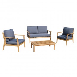PIAZZA LOUNGE SET 1+2+1 WOOD EUCALYPTUS NATURAL GREY DARK VN