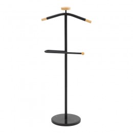 Coat Stand Jolma pakoworld metal-wood in black color D30x111cm