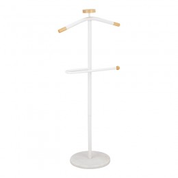 Coat Stand Jolma pakoworld metal-wood in white color D30x111cm