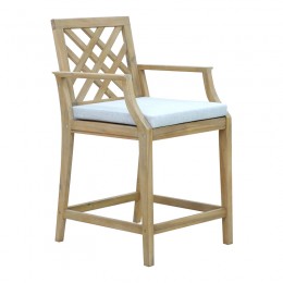 Amalfi stool pakoworld solid acacia wood-beige fabric 59x63.5x104.9cm