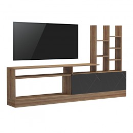 Seruno pakoworld TV unit in oak with black marble 170x25x100cm
