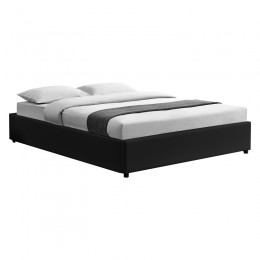 Double bed Circe pakoworld PU black with storage 150x200cm