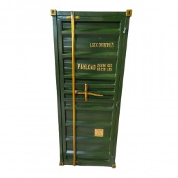 CONTAINER BOOKCASE TALL METAL OLIVE GREEN GOLD RUSTY 61x40xH177cm IN