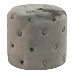 Pouf stool Seval pakoworld velvet dark grey D49x47cm