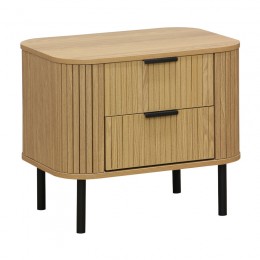 Nightstand Scandi pakoworld  with 2 drawers in natural color with black legs 57x42x50cm