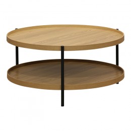 Coffee table Portogie pakoworld mdf natural - metal black D80x40cm
