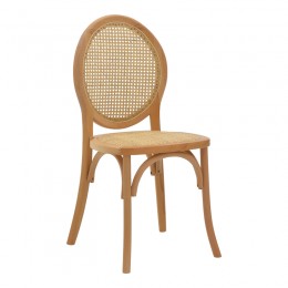 Chair Camil pakoworld natural beech wood-natural rattan 45x50x94cm