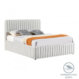 Double bed Zilin pakoworld fabric grey-beige 160x200cm