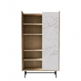 STOCKHOLM BOOKCASE CHIPBOARD WITH MELAMINE CARTA SONOMA DECAPE WHITE WITH MARBLE PATTERN 90x39,5xH160cm E1 PRC