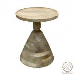 Spello Inart side table natural solid mango wood D38x46cm