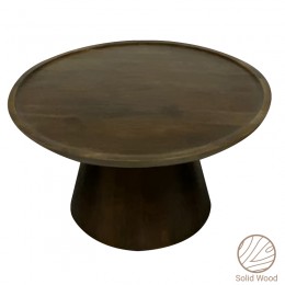 Aliki Inart coffee table walnut solid mango wood D90x40cm