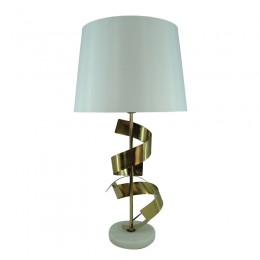 Table lamp Lighted Inart E27 gold metal-white fabric D35x70cm