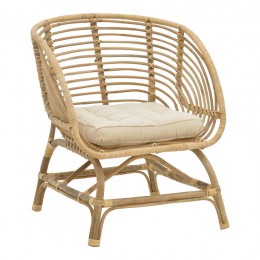 Diane Inart armchair natural wood with cushion 71x46x80cm