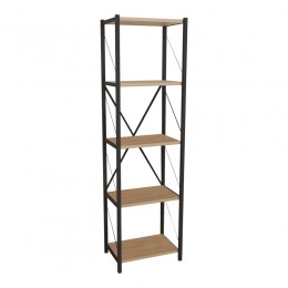 Bookcase Glase pakoworld oak melamine-black metal 40x30x150cm