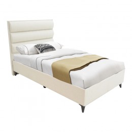Single bed Luxe pakoworld with storage space cream fabric 120x200cm