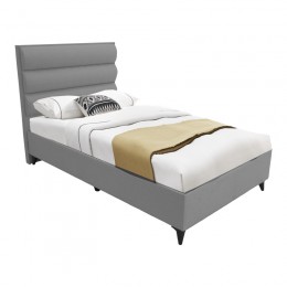 Single bed Luxe pakoworld with storage space grey fabric 120x200cm