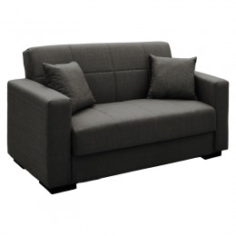 Sofa-bed with storage two-seater Vox pakoworld light charcoal fabric 155x85x80cm