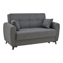 Sofa-bed with storage two-seater Lincoln pakoworld light charcoal fabric 165x85x90cm