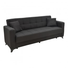 Modestole pakoworld three-seater sofa-bed with storage space black fabric 215x85x80cm