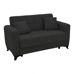 Two-seater Modestole sofa-bed with storage space pakoworld black fabric 155x85x80cm