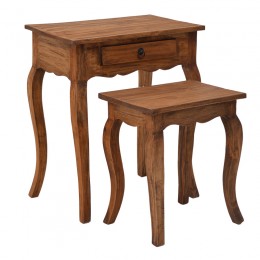 Console with side table Nesto pakoworld set of 2 natural antique mahogany wood