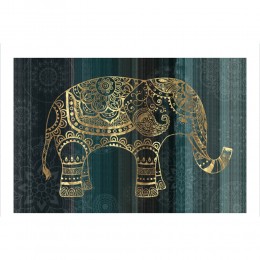 Elephant painting green/gold 120x80cm