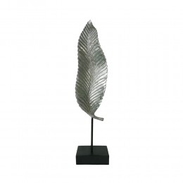 Umi deco leaf polyresin silver 13x9xH57cm