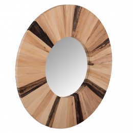 WALL MIRROR ROUND HM7839 DRIED PALM LEAF FIBER FRAME IN NATURAL COLOR Φ120x4cm.